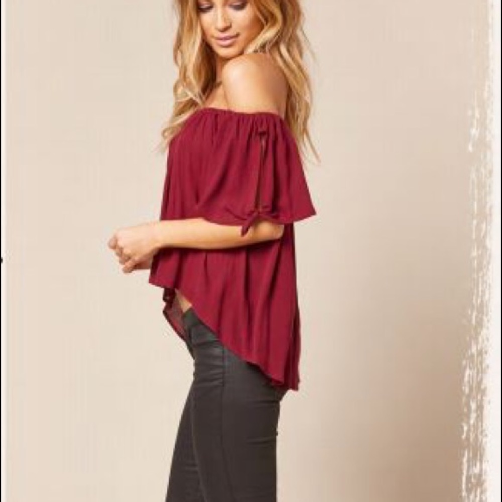 Blue Life Sangria Off Shoulder Top In Bordeaux - Picture 2 of 2